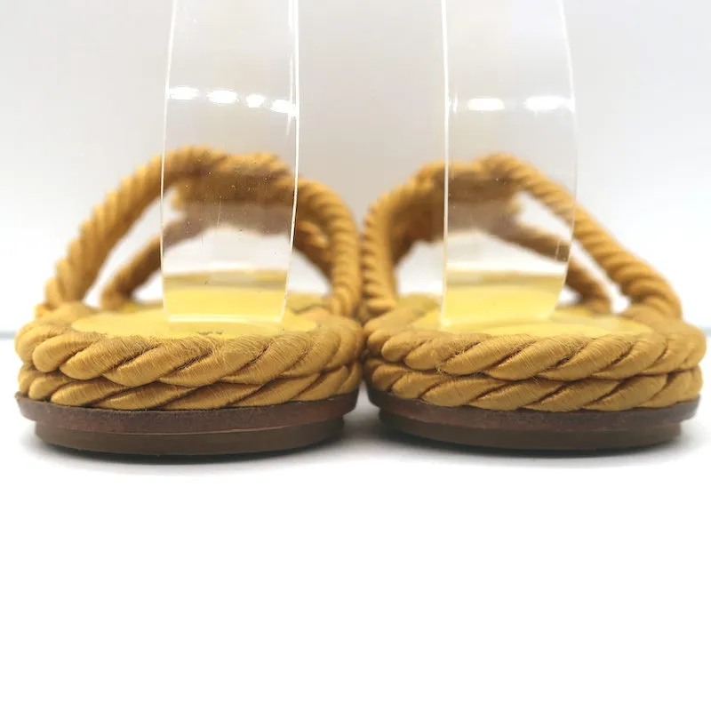Le Monde Beryl Rope Sandals Gold Satin Size 39 Flat Slides
