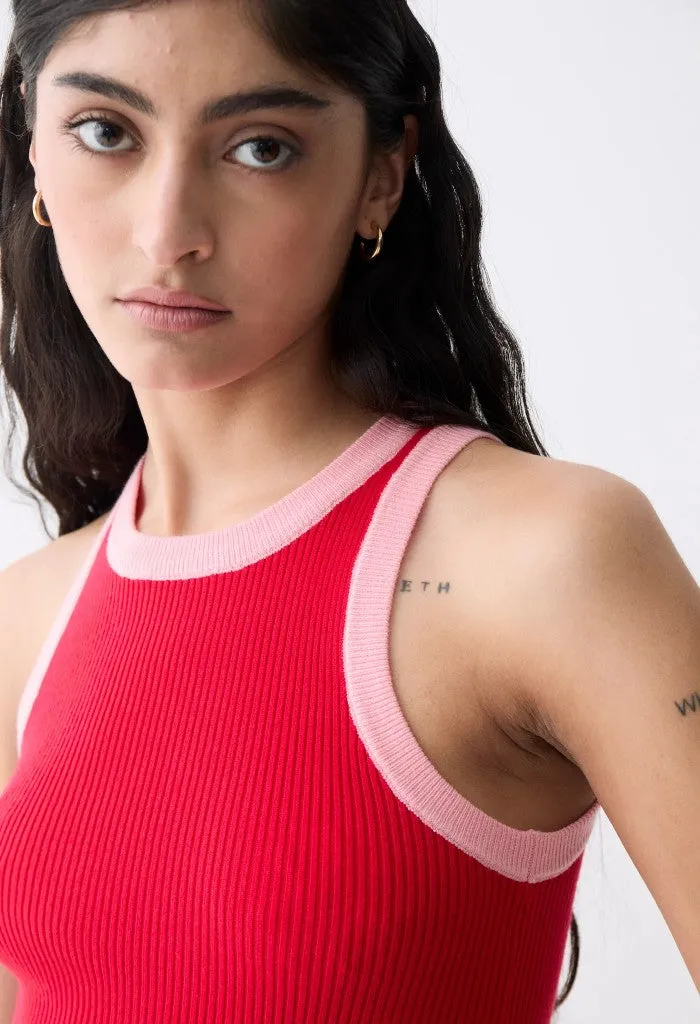 Lisboa Knit Top-Red/Pink