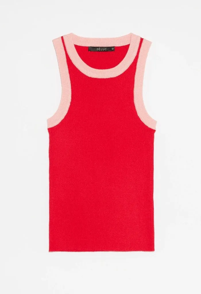 Lisboa Knit Top-Red/Pink