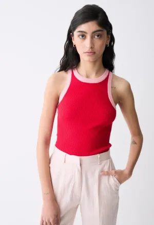 Lisboa Knit Top-Red/Pink