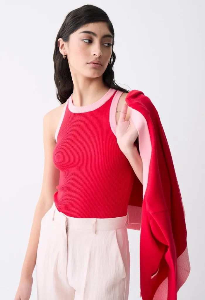 Lisboa Knit Top-Red/Pink