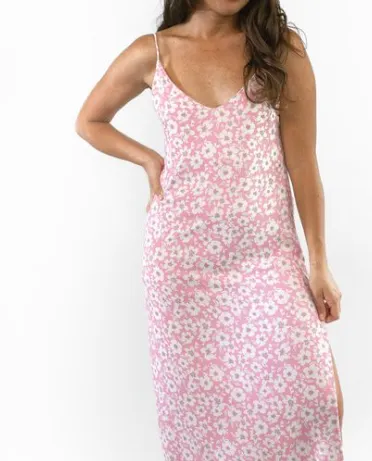 LOKAHI- SLIP DRESS- PINK BLOOM