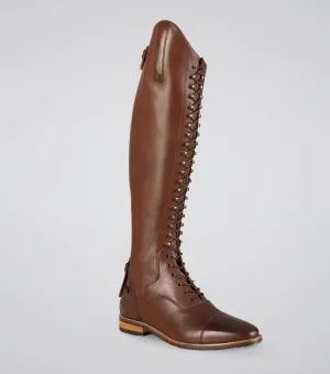 Maurizia Ladies Lace Front Tall Leather Riding Boots Brown (Regular Calf)