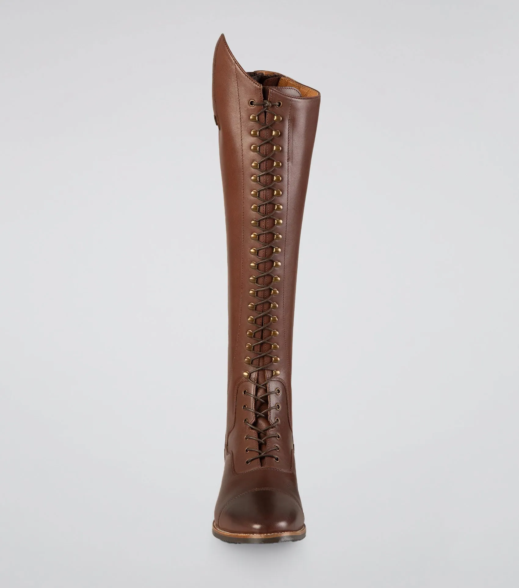 Maurizia Ladies Lace Front Tall Leather Riding Boots Brown (Regular Calf)