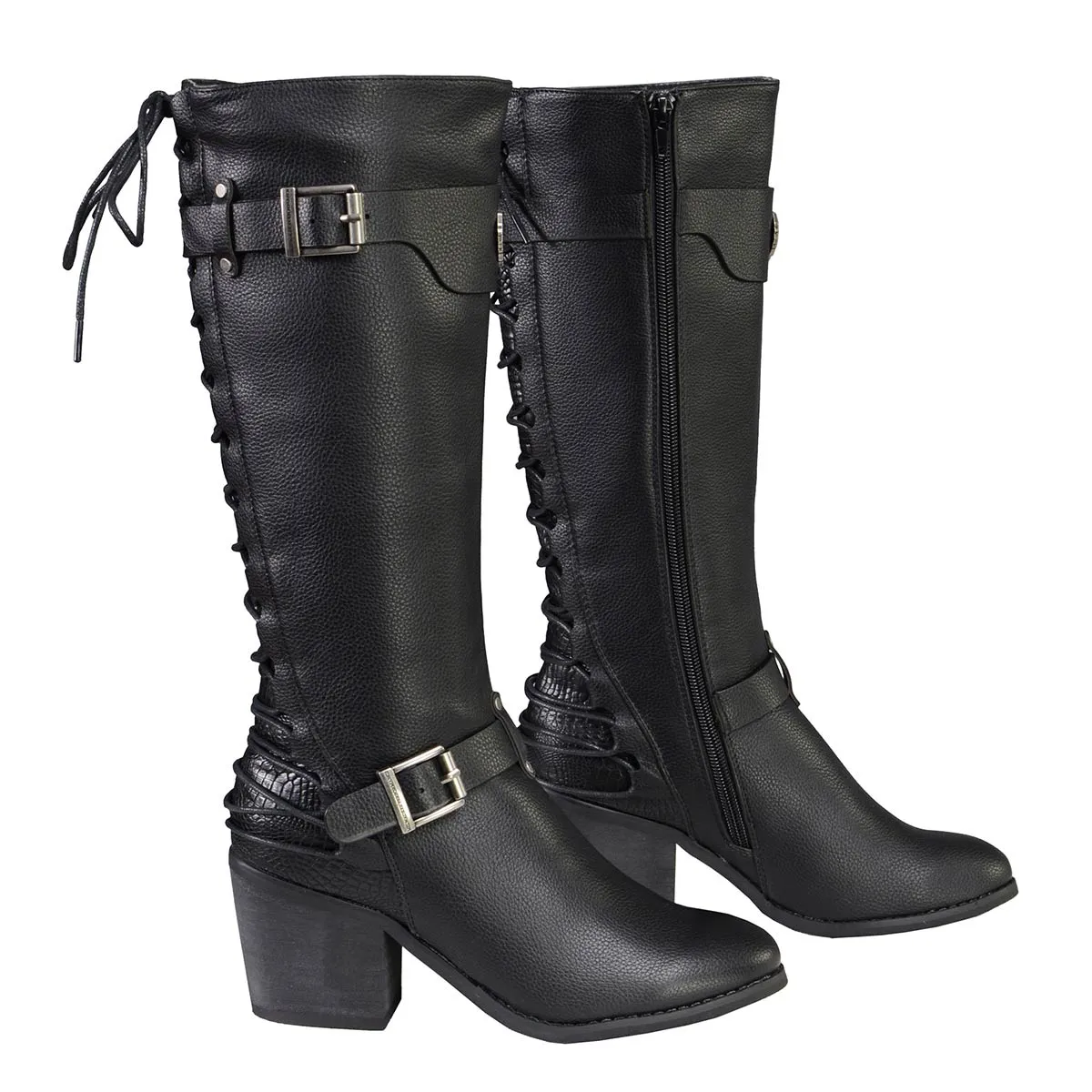 MBL9427 Women's Tall Black Back End Laced Riding Boots