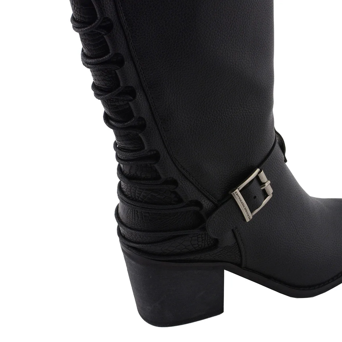 MBL9427 Women's Tall Black Back End Laced Riding Boots