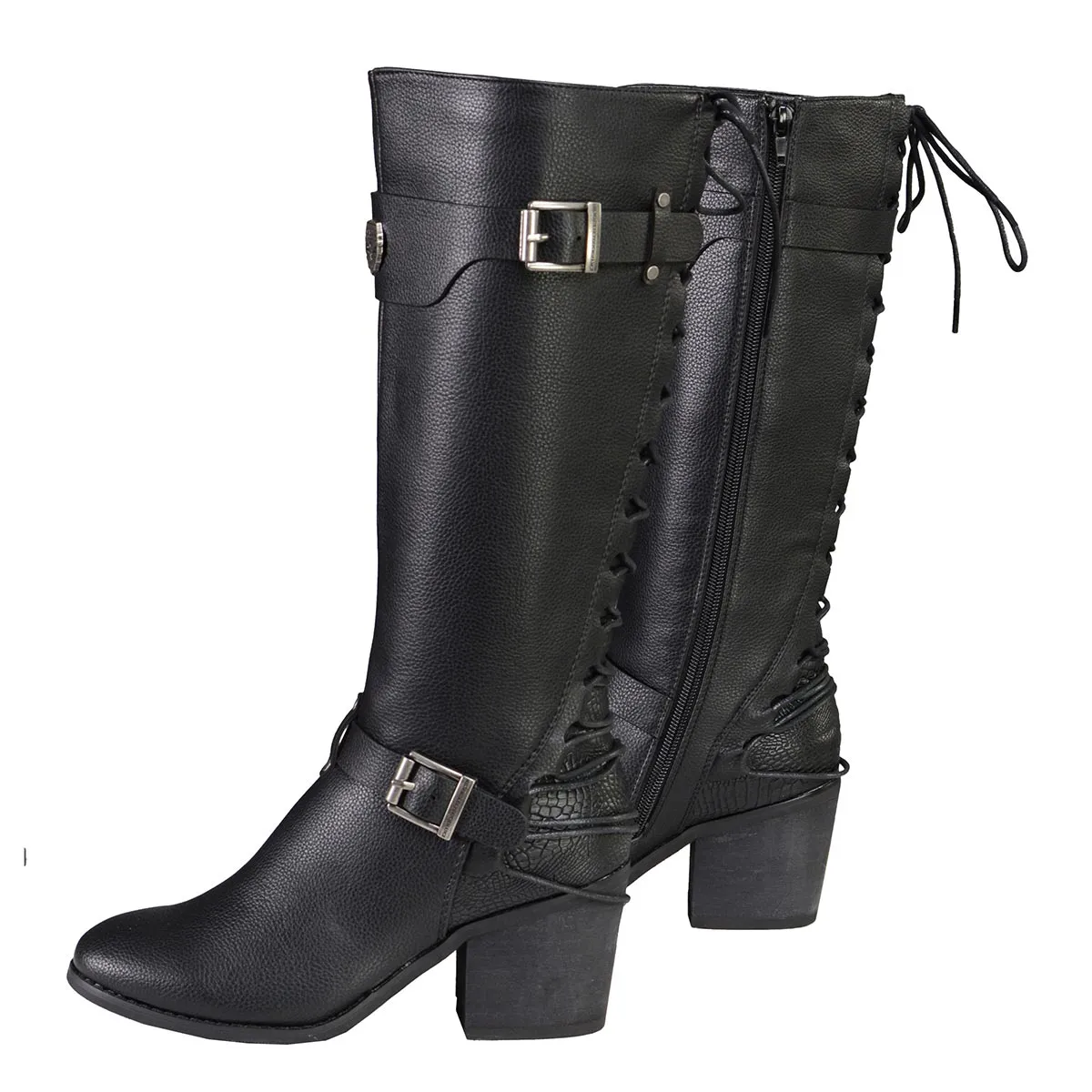 MBL9427 Women's Tall Black Back End Laced Riding Boots