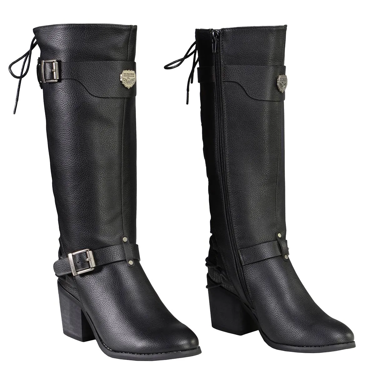 MBL9427 Women's Tall Black Back End Laced Riding Boots