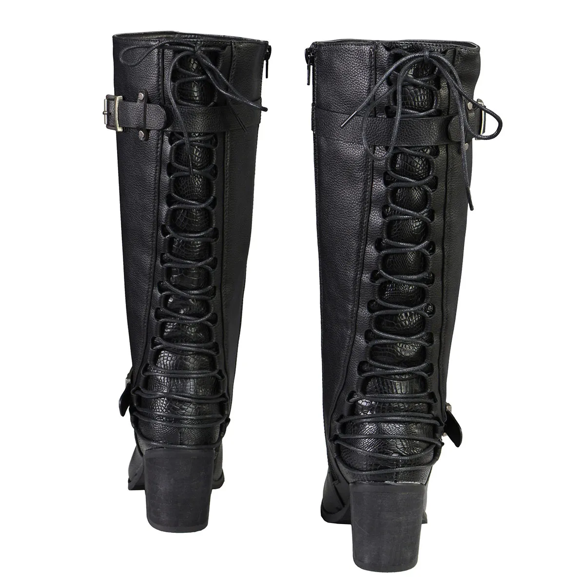 MBL9427 Women's Tall Black Back End Laced Riding Boots