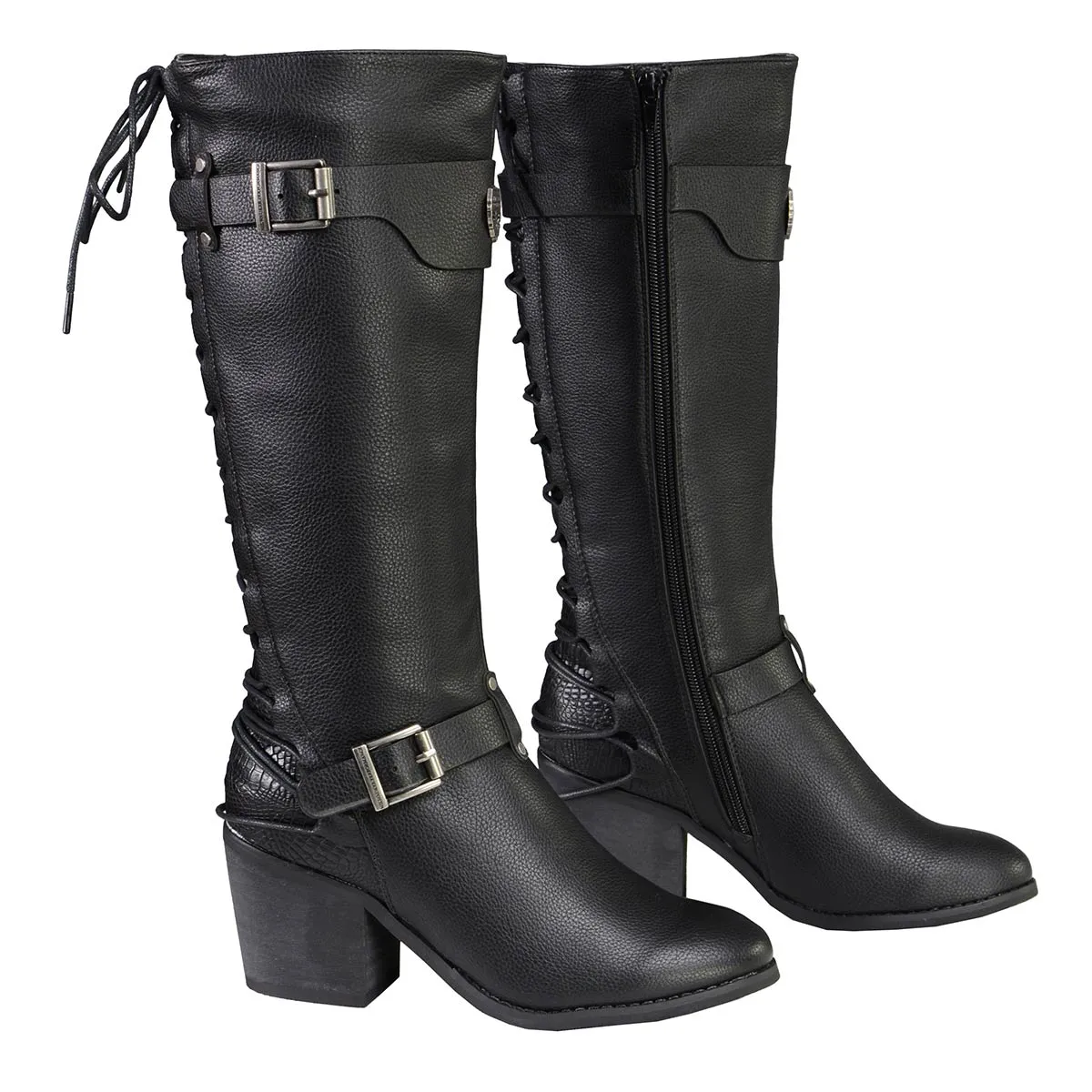 MBL9427 Women's Tall Black Back End Laced Riding Boots