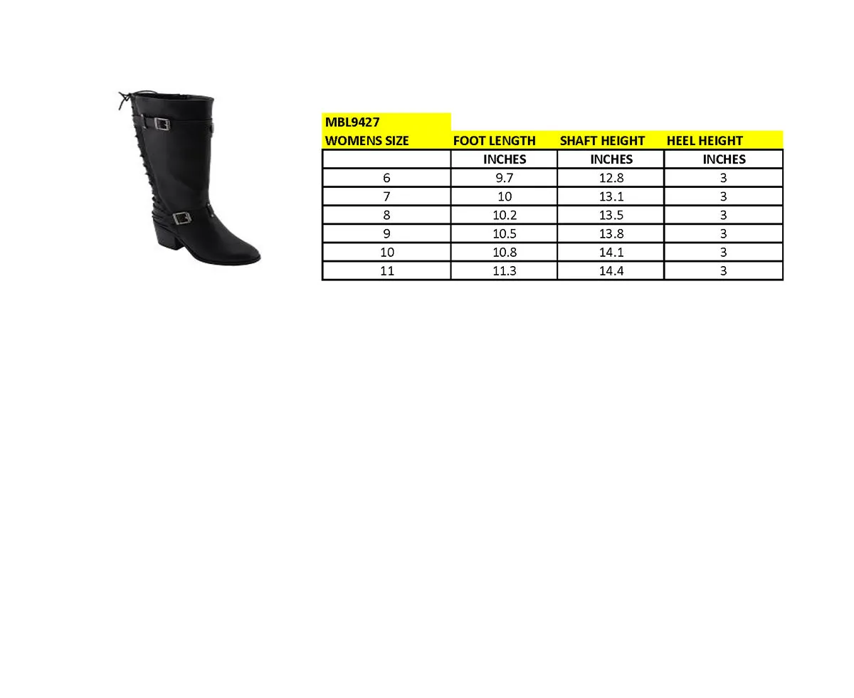 MBL9427 Women's Tall Black Back End Laced Riding Boots