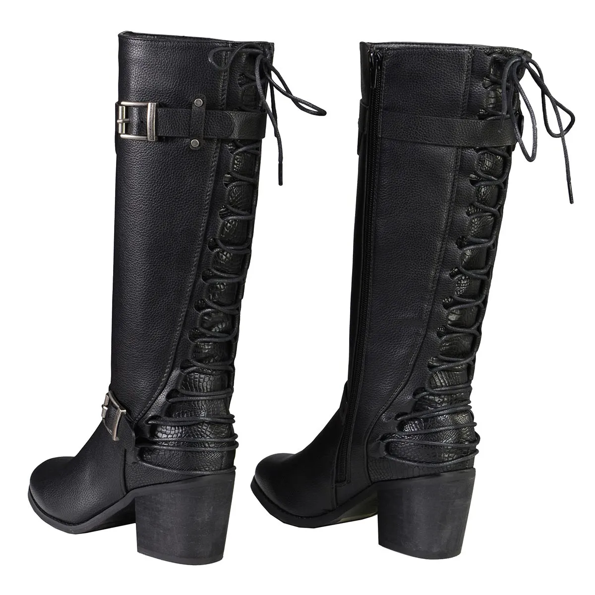 MBL9427 Women's Tall Black Back End Laced Riding Boots