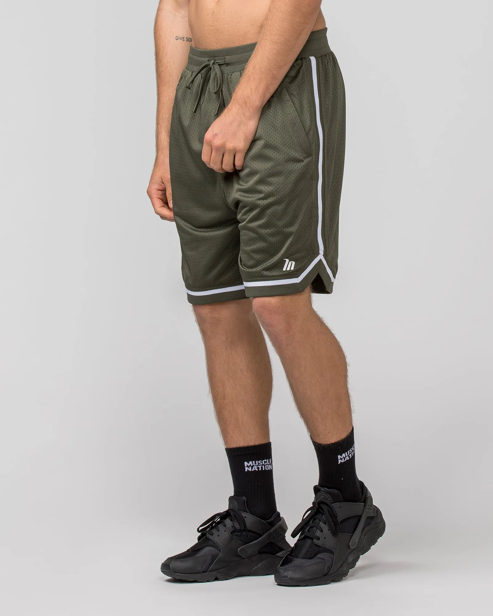 Mens 8" Basketball Shorts - Dark Khaki