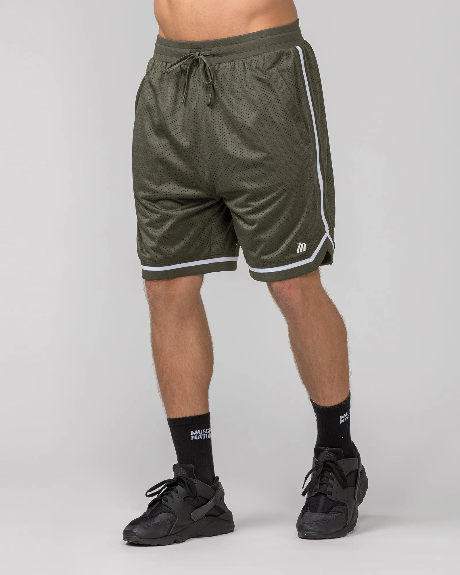 Mens 8" Basketball Shorts - Dark Khaki