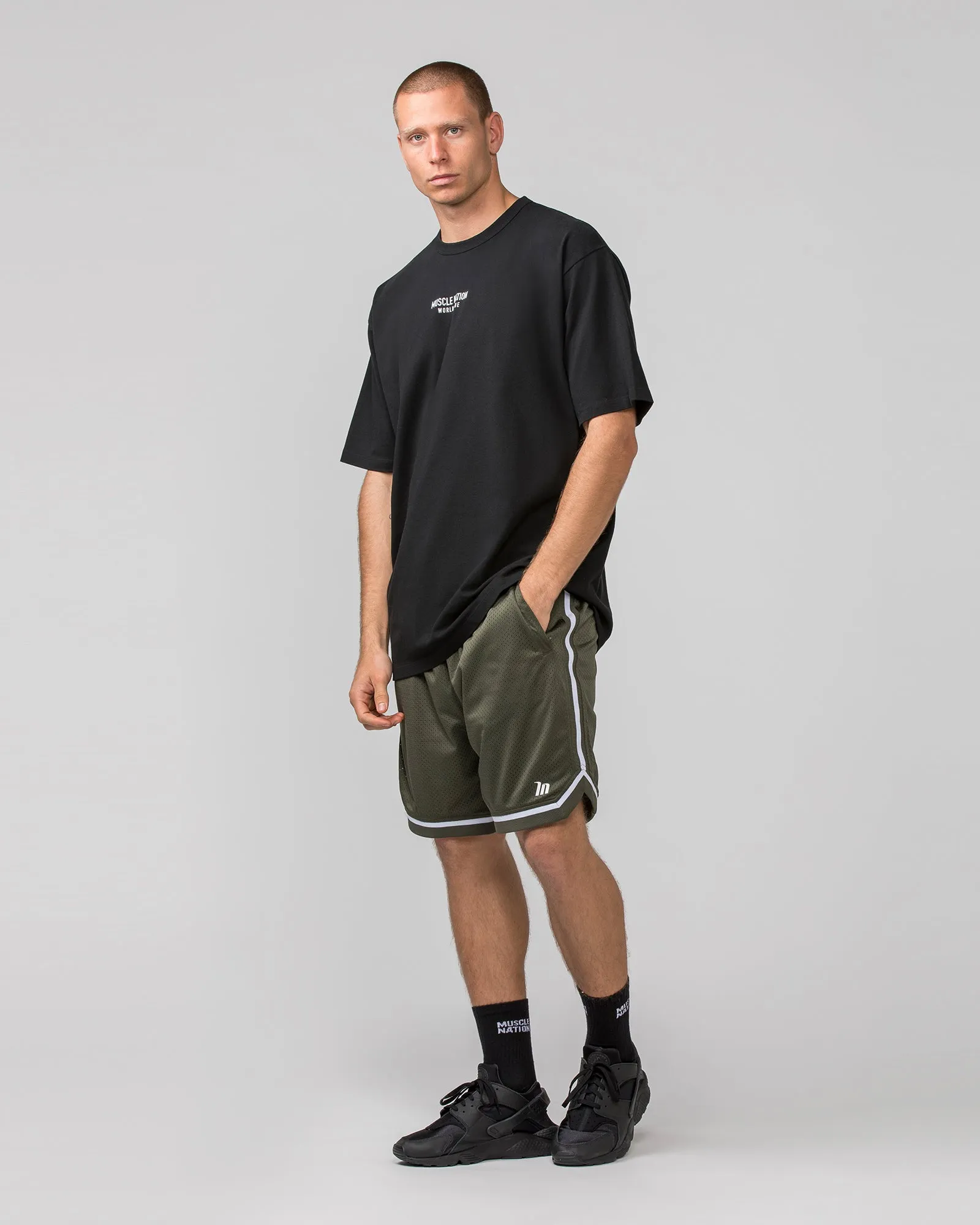 Mens 8" Basketball Shorts - Dark Khaki