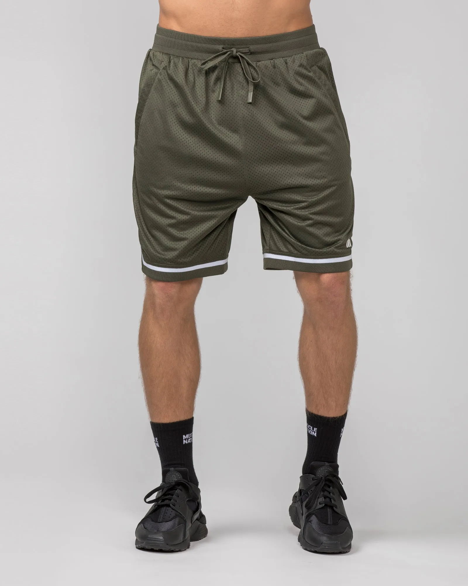 Mens 8" Basketball Shorts - Dark Khaki