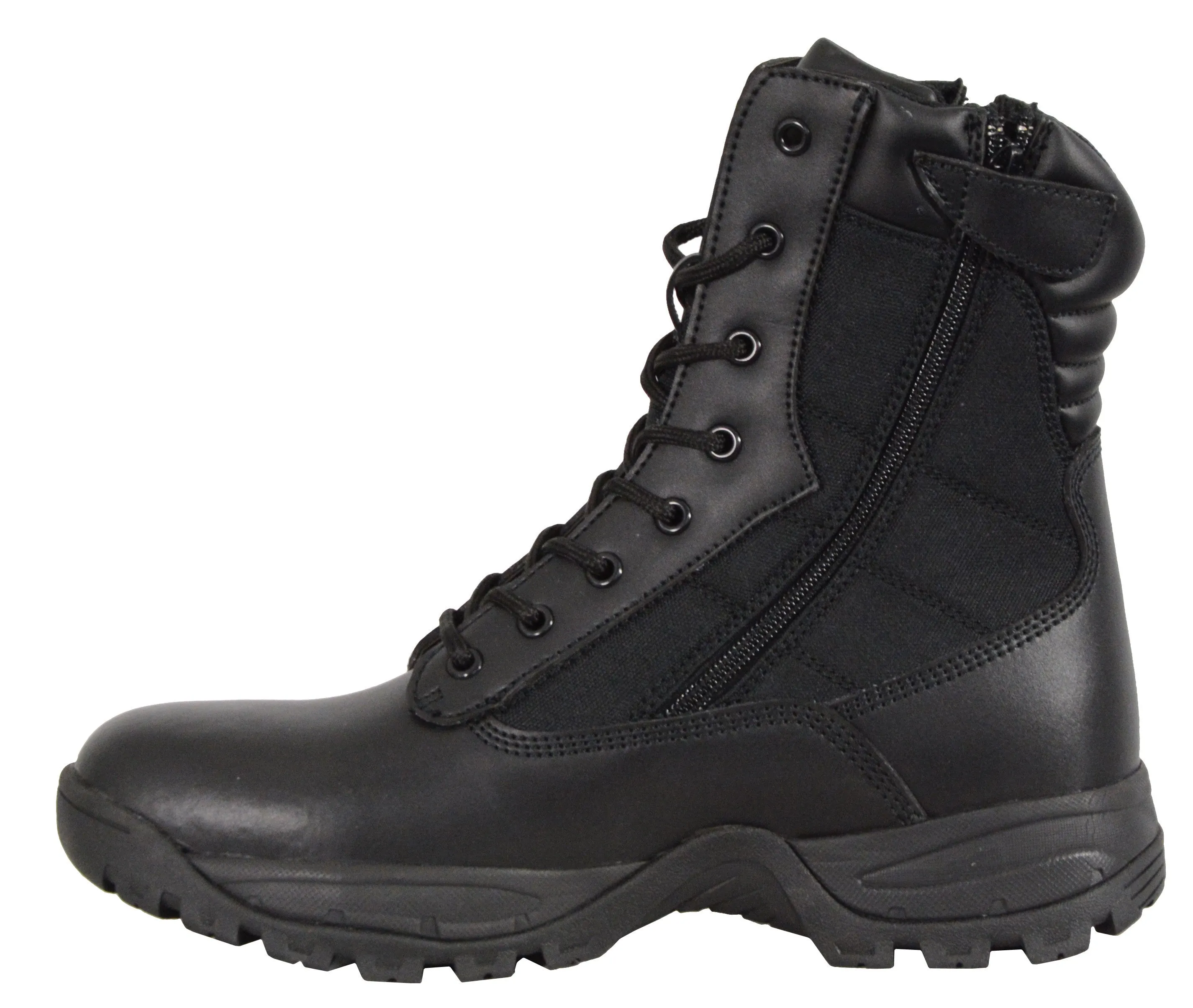 Men's Riding 9" Blk Leather Nylon tactical boot with side zipper