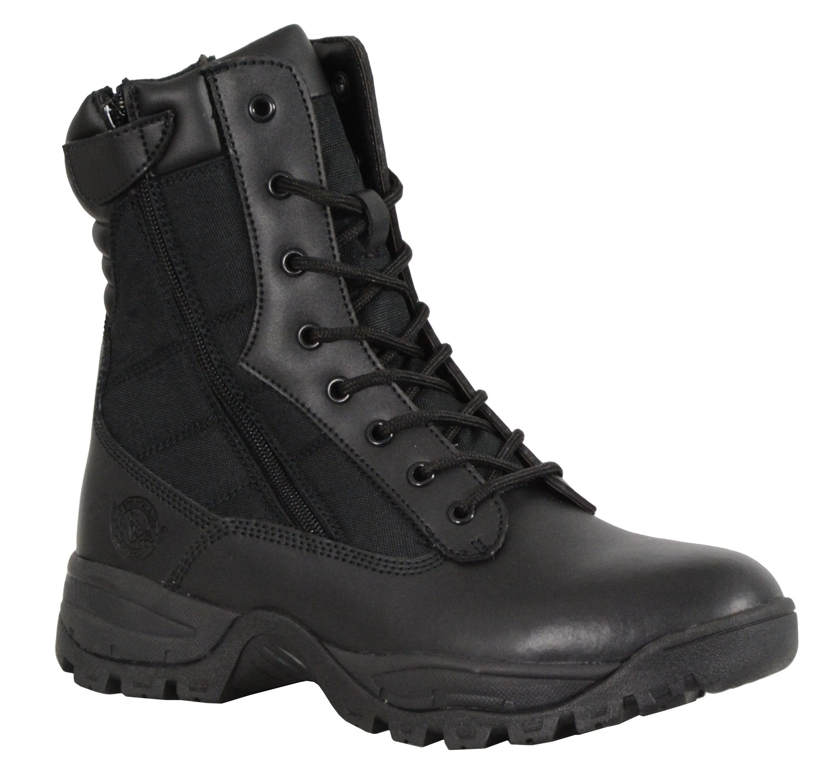 Men's Riding 9" Blk Leather Nylon tactical boot with side zipper