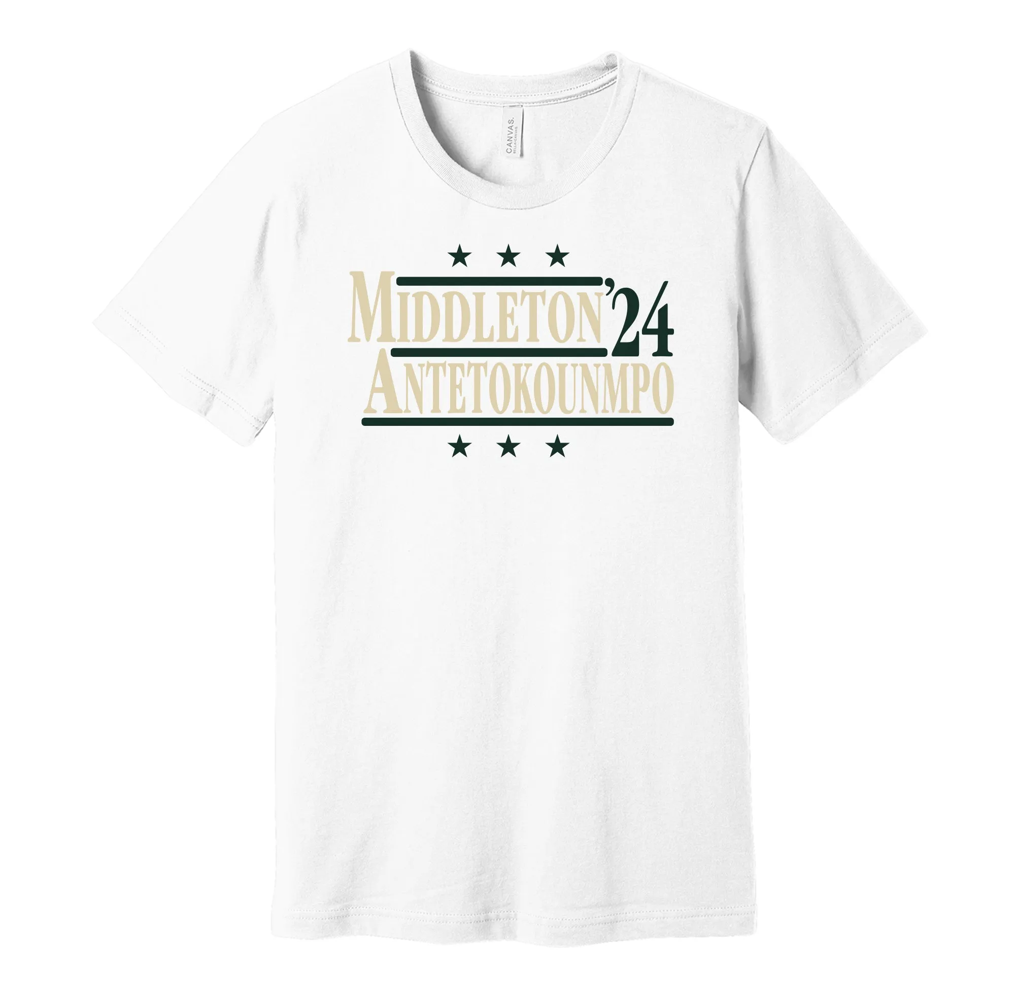Middleton & Antetokounmpo '24 - Milwaukee Basketball Political Campaign Parody T-Shirt - Hyper Than Hype Shirts