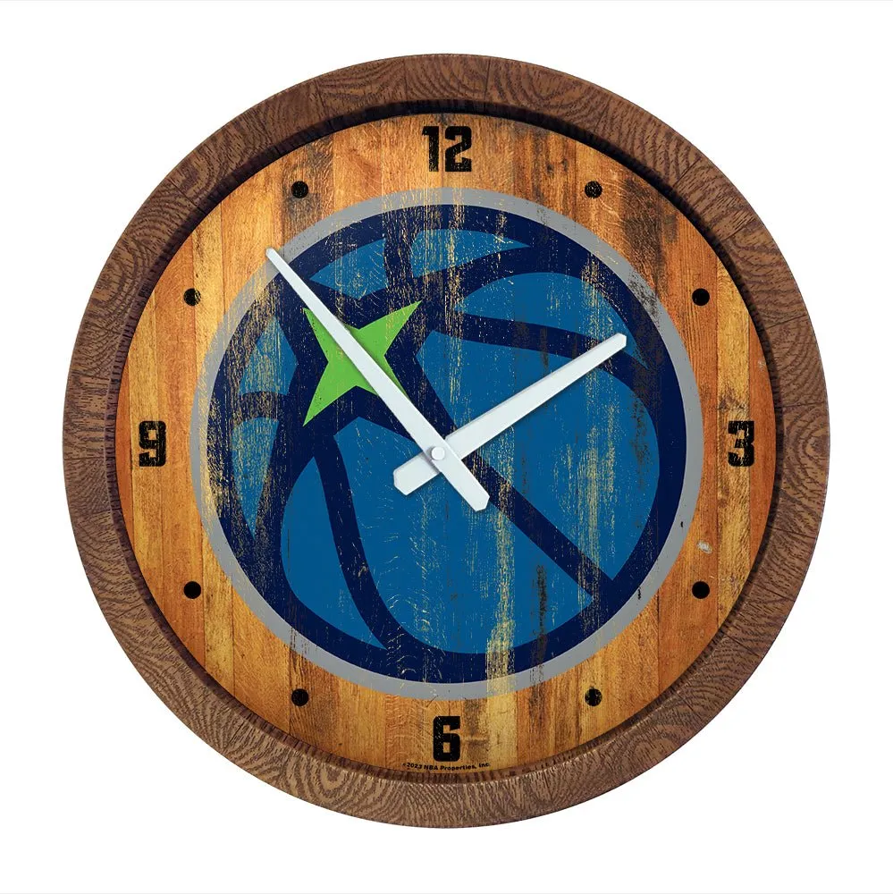 Minnesota Timberwolves: Logo - "Faux" Barrel Top Clock