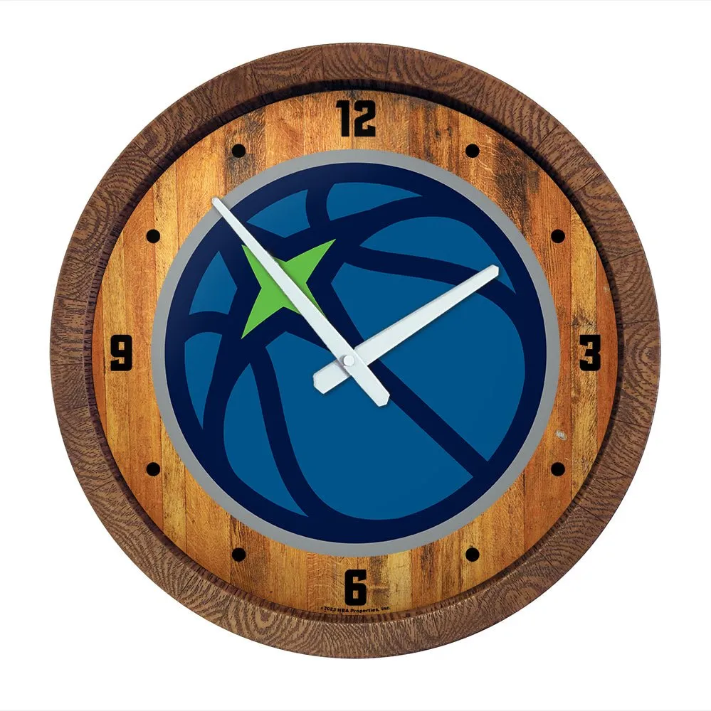 Minnesota Timberwolves: Logo - "Faux" Barrel Top Clock