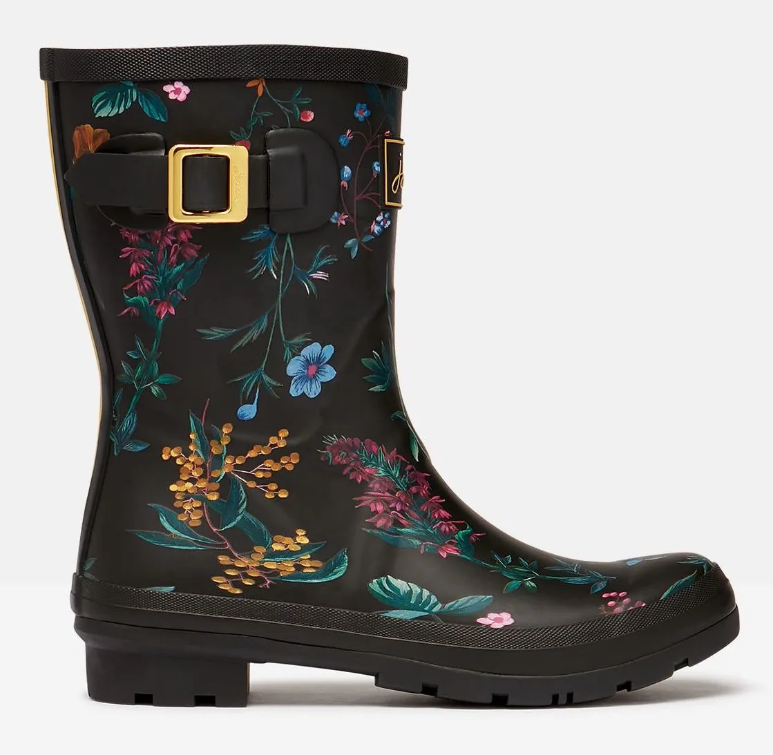 Molly mid-height rain boots in black botanic