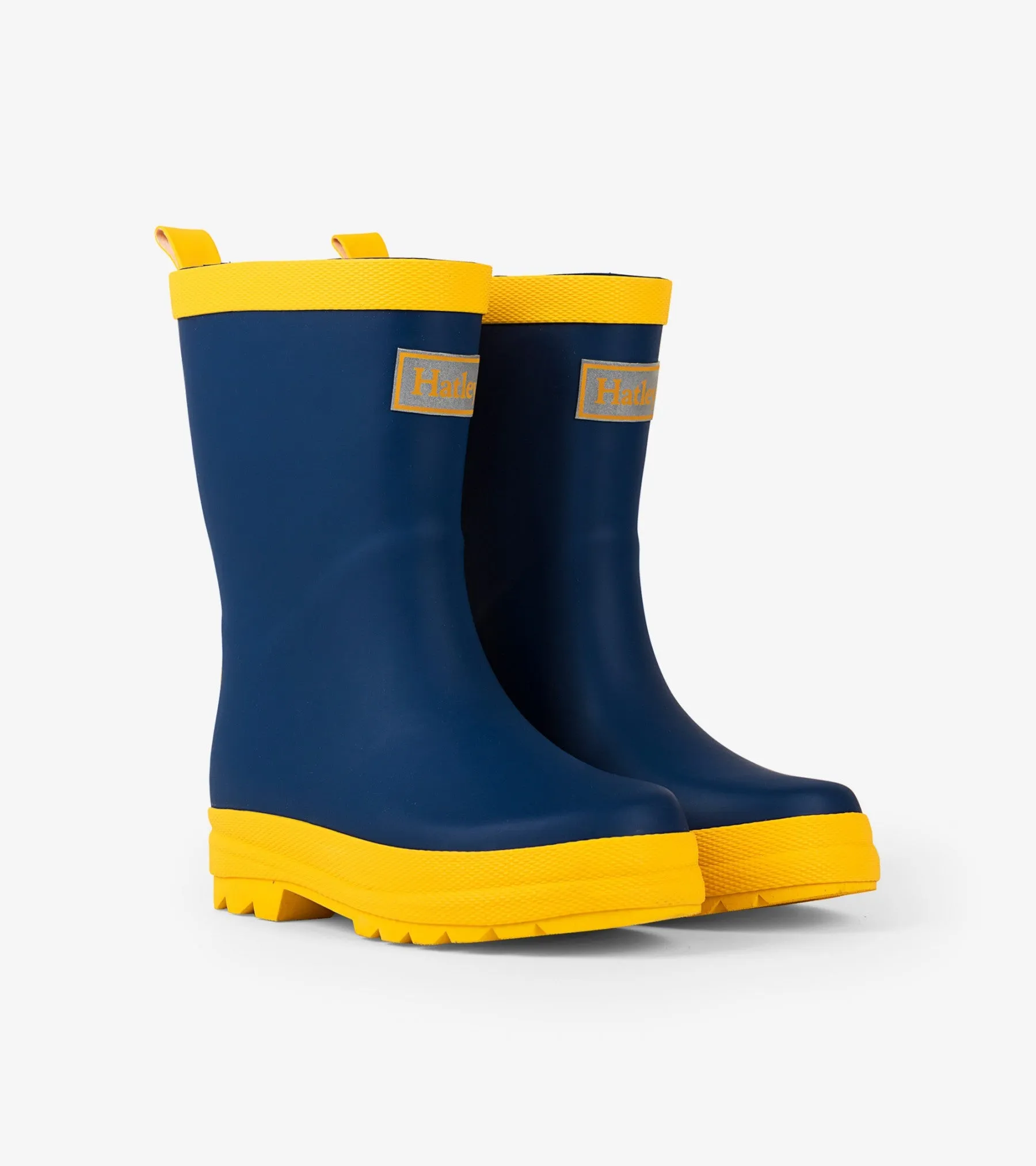 Navy and Yellow Matte Rain Boot