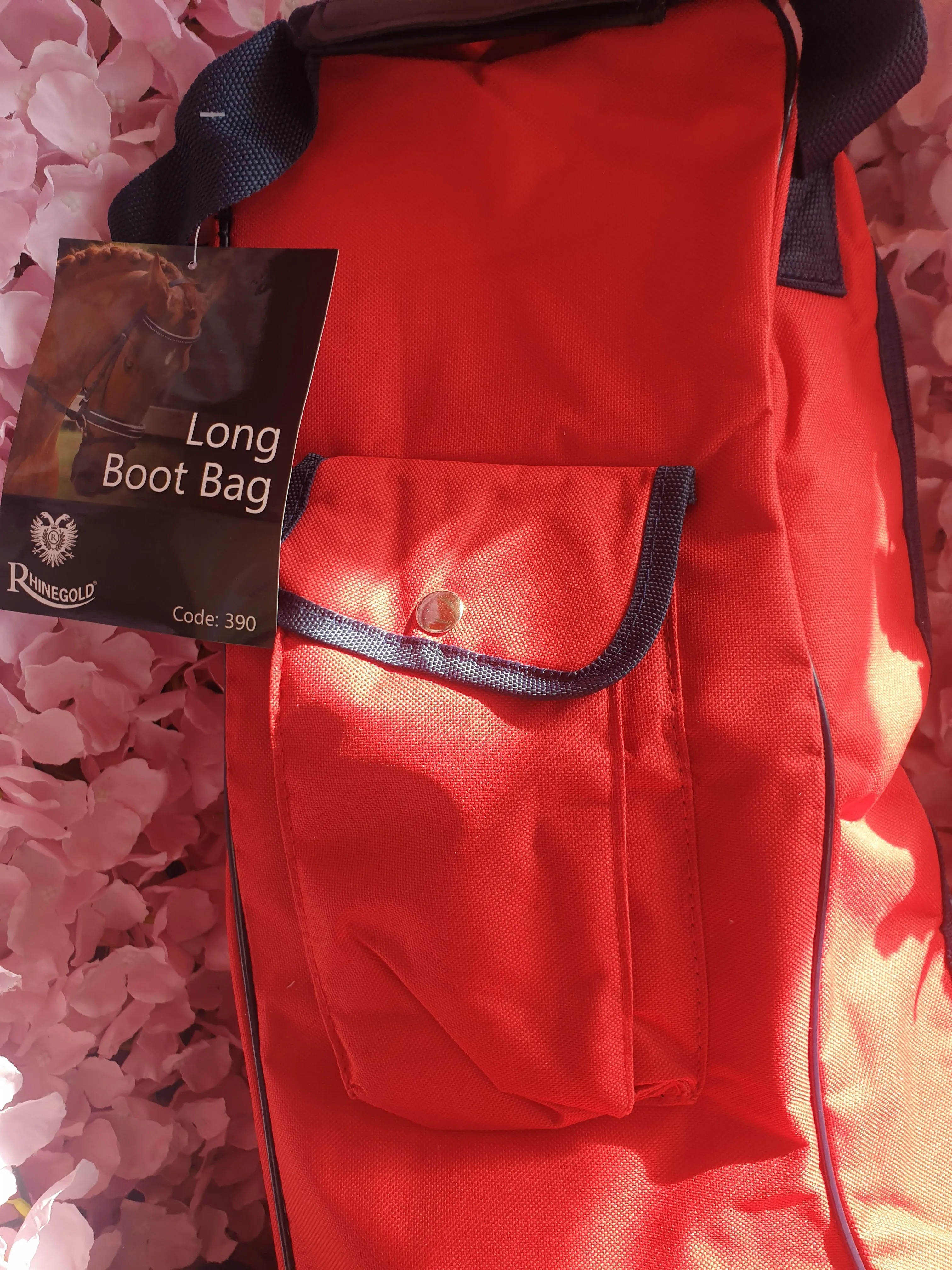 New red Rhinegold long riding boot bag
