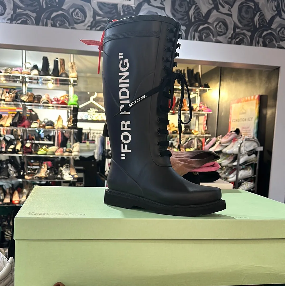 OFF-WHITE Black Rubber "FOR RIDING" Boots