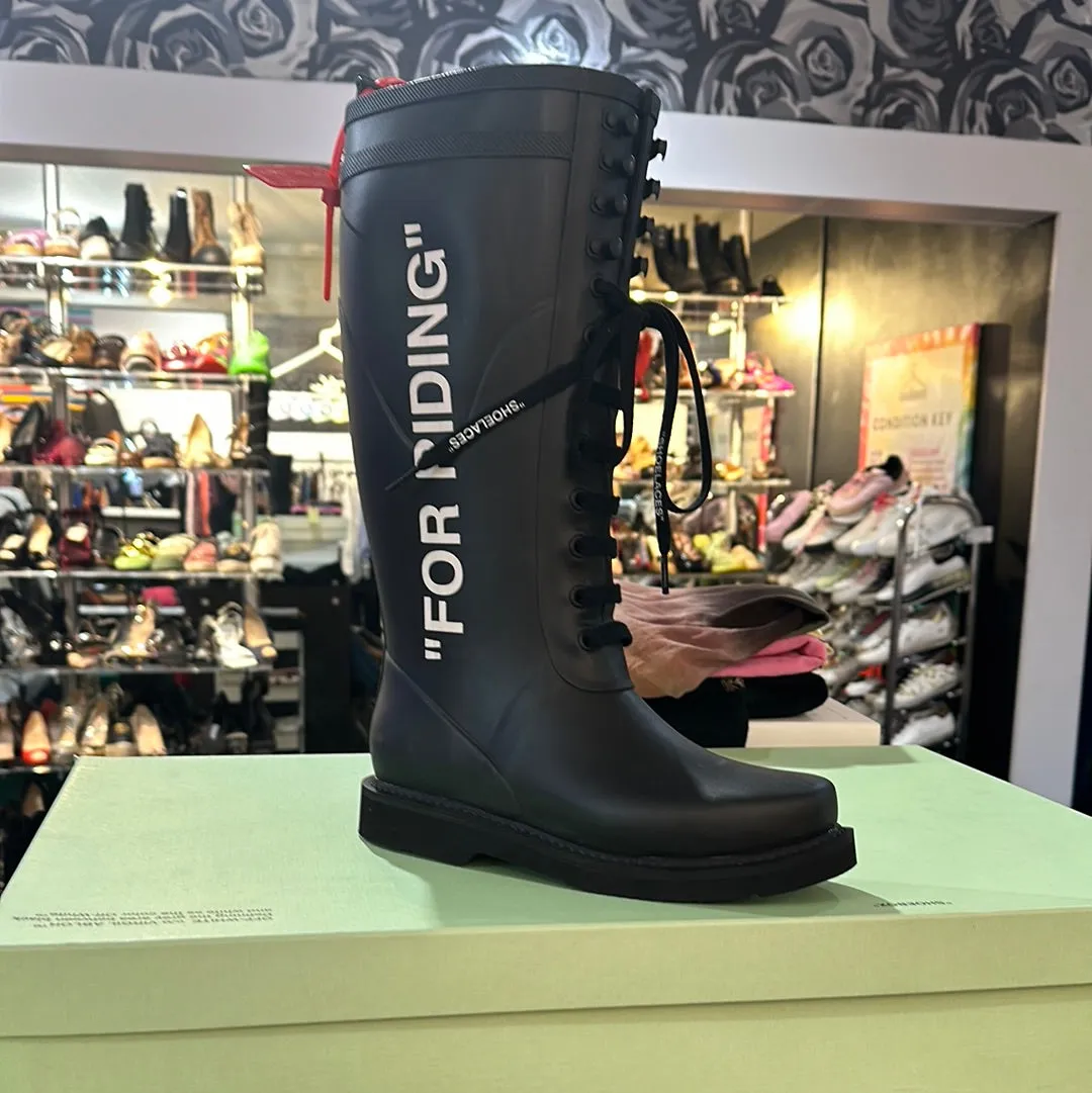 OFF-WHITE Black Rubber "FOR RIDING" Boots