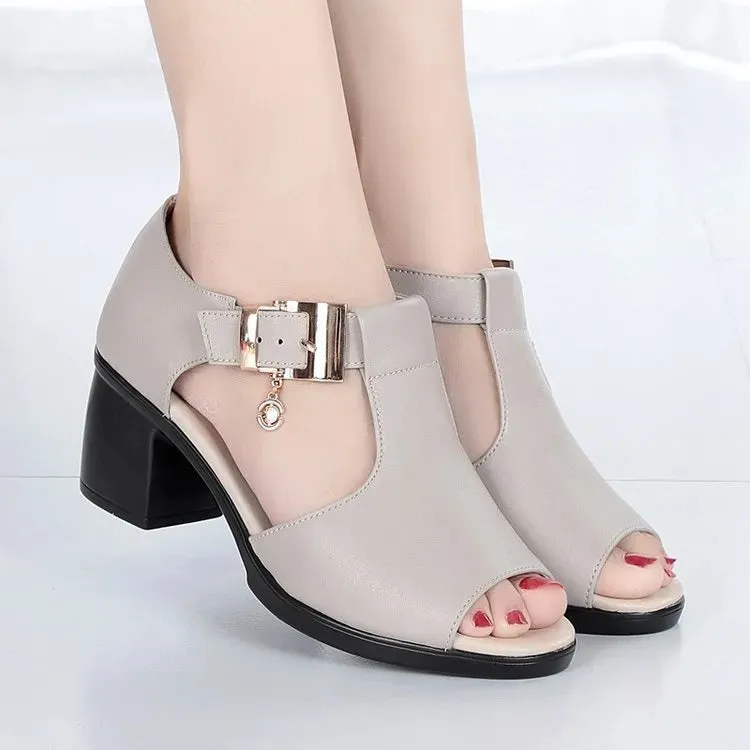 Open Toe Block Heels Sandals
