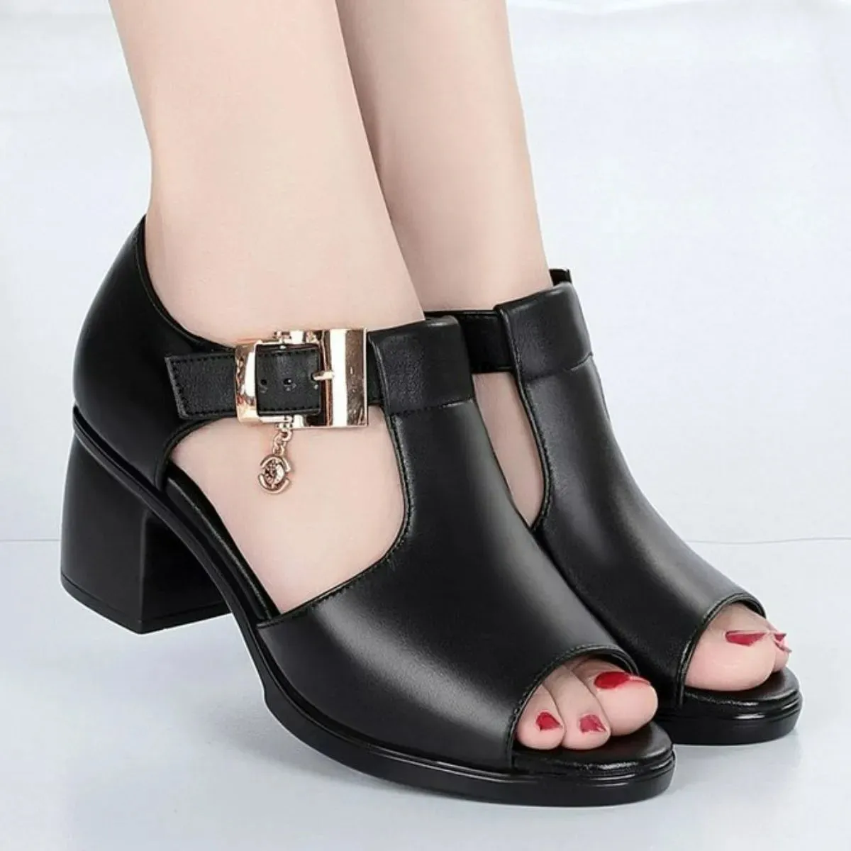Open Toe Block Heels Sandals