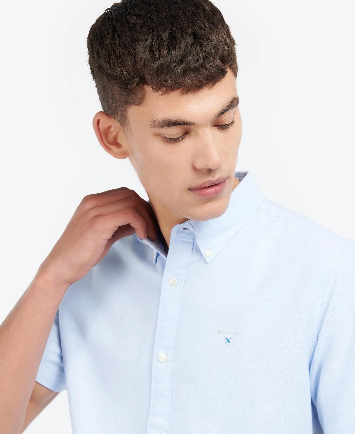 Oxford Short Sleeve Tailored Shirt in Sky Blue