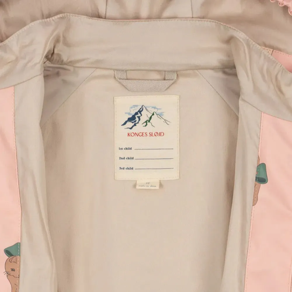 Palme Kitty Print Rainy Day Jacket and Overalls Set (Bow Kitty Pink)