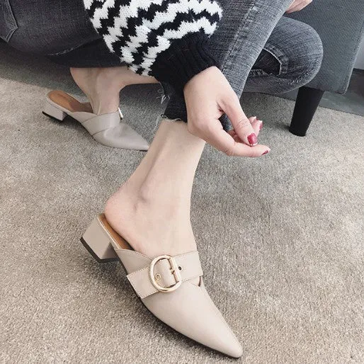 Petite Slip On Pointed Sandals With Buckle DS280