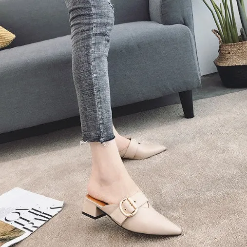 Petite Slip On Pointed Sandals With Buckle DS280