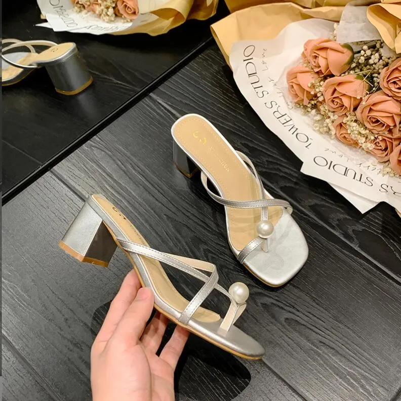 Petite Square Toe Block Heel Slip On Sandals ES117