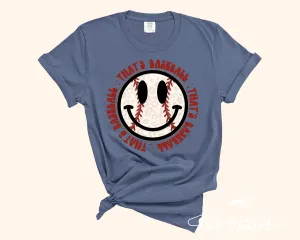 Pigment Dyed Distressed That's Baseball Retro Tee -Unisex Toddler, Youth, and Adult Sized Tees