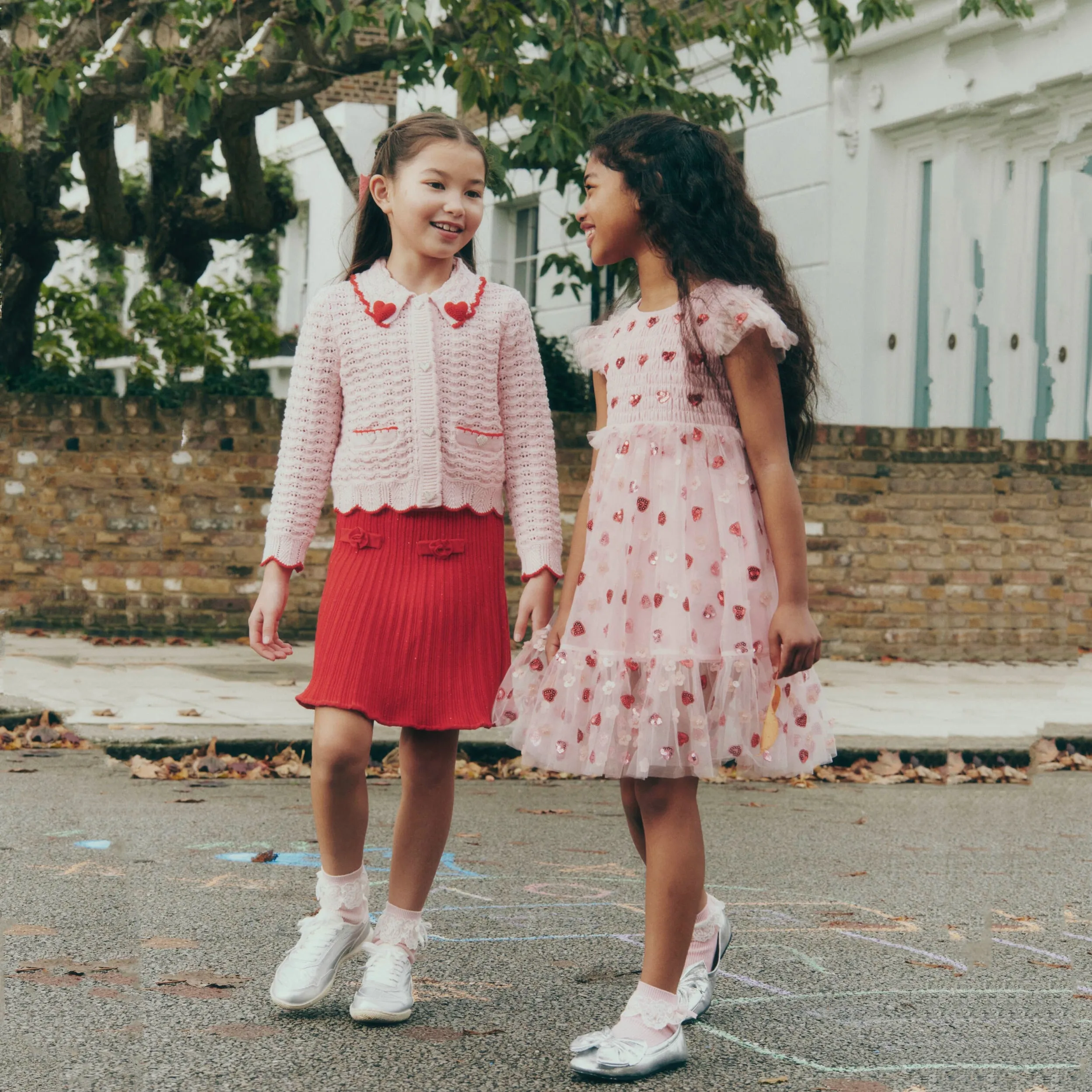 PINK MESH HEART SEQUIN DRESS