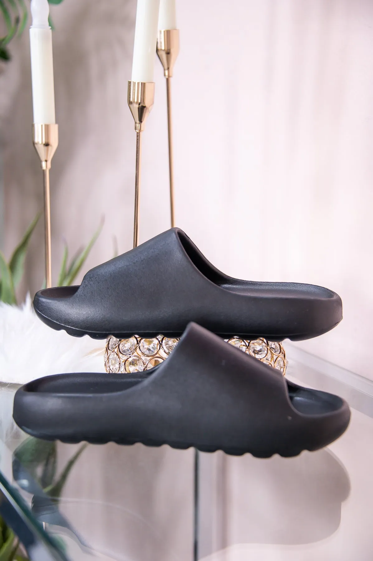 Ready For Sunshine Black Slip On Sandals - SHO2575BK
