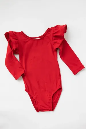 Red Flutter Sleeve Leotard