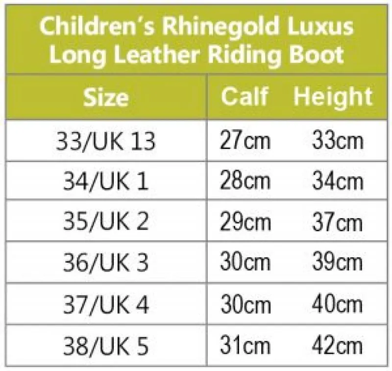 Rhinegold Childs Luxus Long Leather Riding Boot