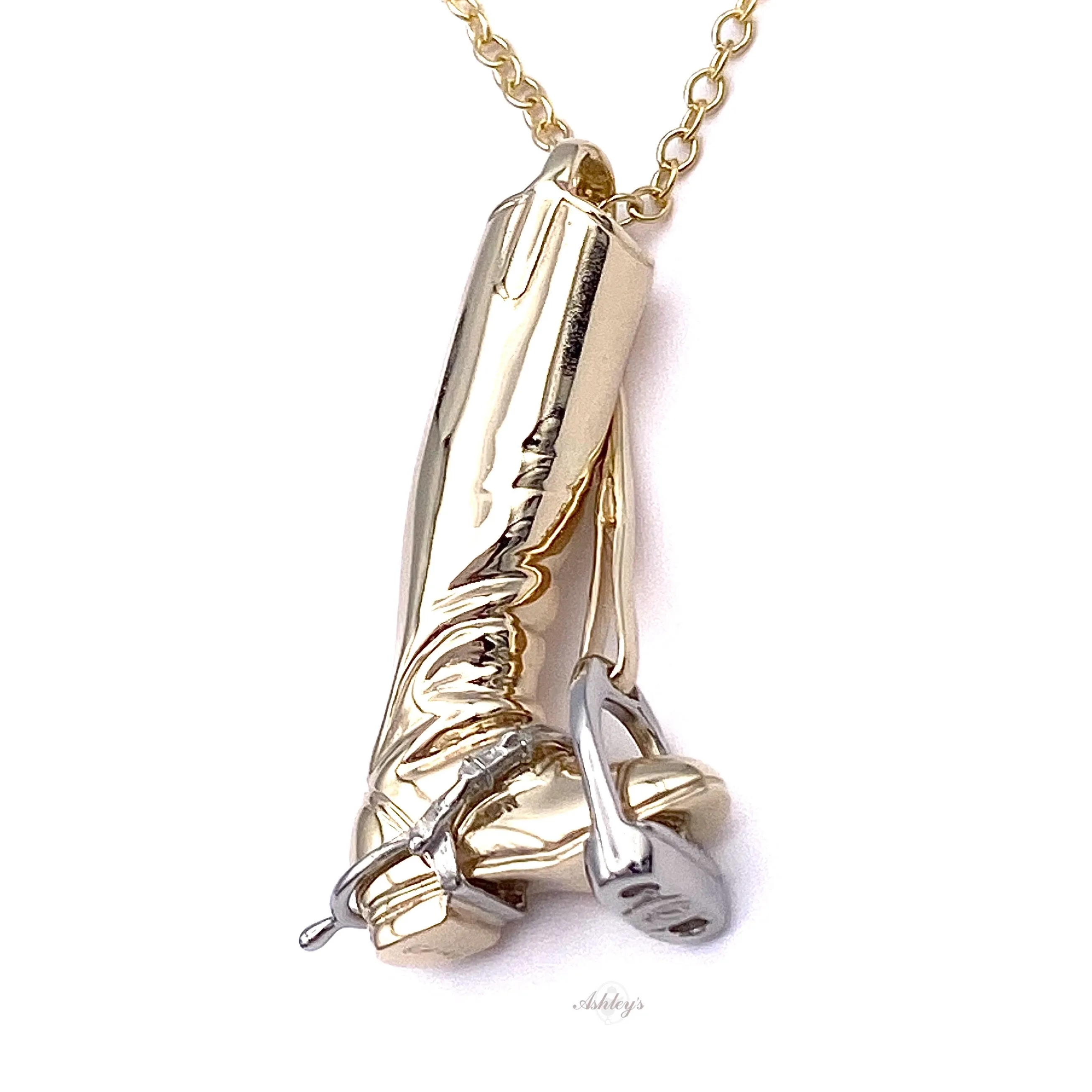 Riding Boot Pendant, 14k Two Tone Gold