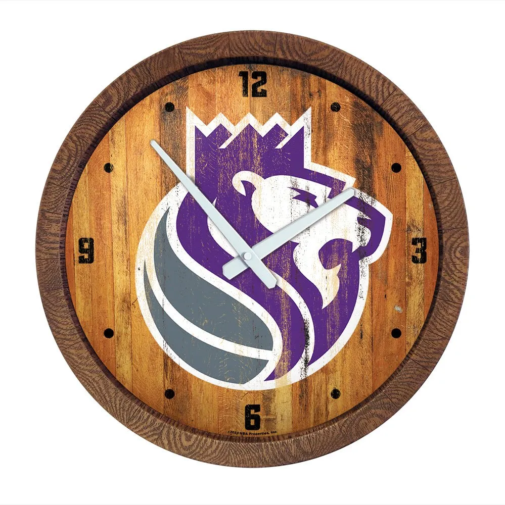 Sacramento Kings: Logo - "Faux" Barrel Top Clock