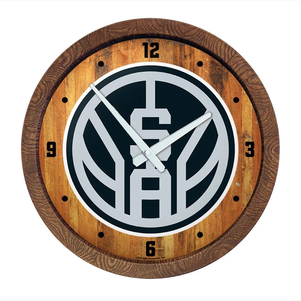 San Antonio Spurs: Logo - "Faux" Barrel Top Clock