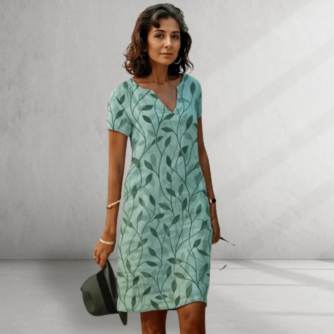 Shift Dress – Leaf Print – Casual Everyday Look