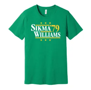 Sikma & Williams '79 - Seattle Basketball Legends Political Campaign Parody T-Shirt - Hyper Than Hype Shirts