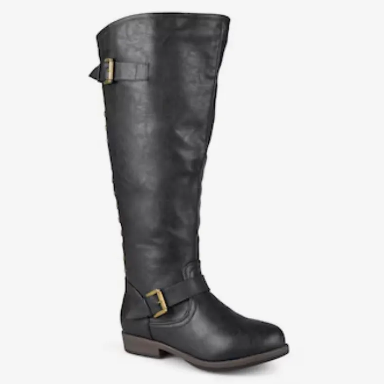SPOKANE Wide Calf Low Heel Riding Boots