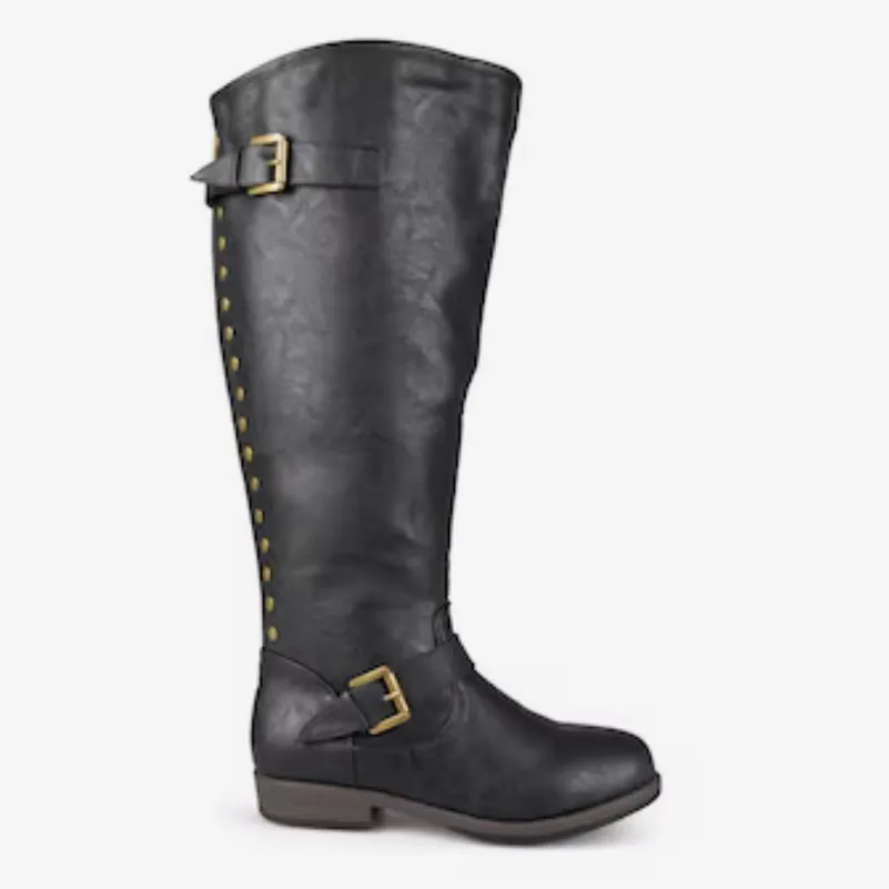 SPOKANE Wide Calf Low Heel Riding Boots