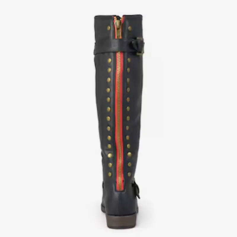 SPOKANE Wide Calf Low Heel Riding Boots